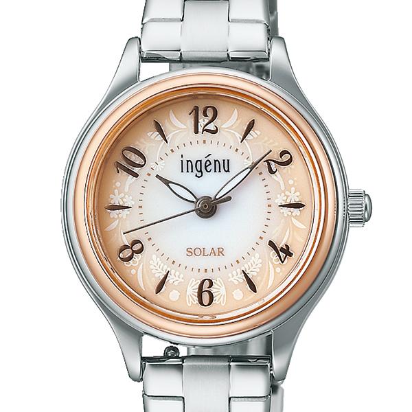 Alba Angeine "Life with Flowers" AHJD434 Women's Solar Watch with Beige Gradient Dial and Metal Band (Includes Interchangeable Bands)