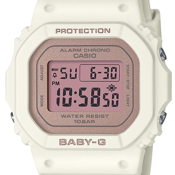 CASIO BABY-G BGD-565SC-4JF JDM Shock Resistant Digital Quartz Women's Watch 10 ATM Water Resistant Compact Square Resin White Pink