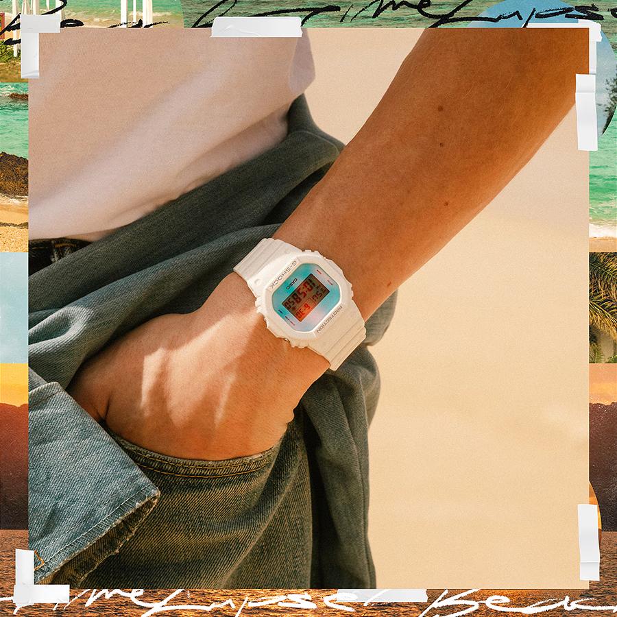 CASIO G-SHOCK DW-5600TL-7JF Beach Time Lapse White JDM Digital Square Men's Watch