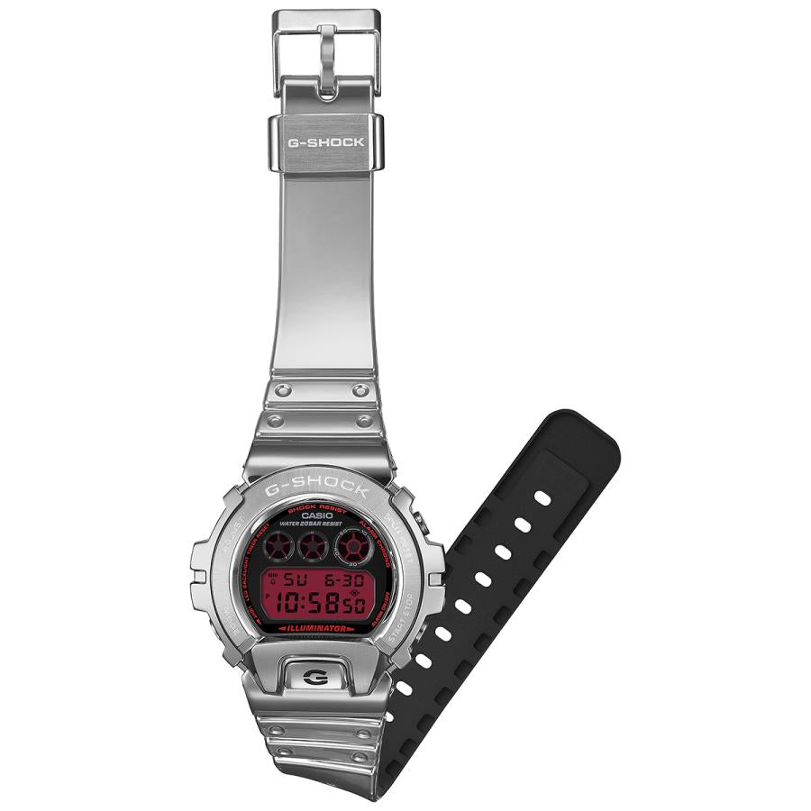 CASIO G-SHOCK GM-6900YRA-8JF Fine Metallic Series Red Display Silver Metal Bezel Men's Watch