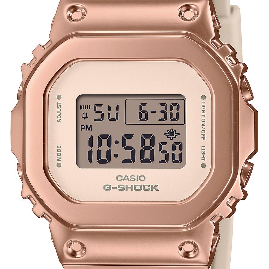 CASIO G-SHOCK GM-S5600UPG-4JF JDM Metal Covered Square Digital Quartz Women's Watch 20 ATM Water Resistant Compact Midsize Pink Gold Resin
