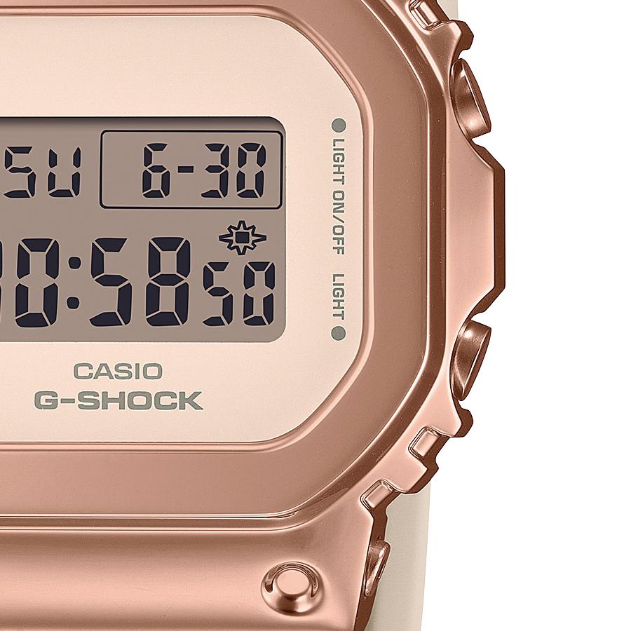 CASIO G-SHOCK GM-S5600UPG-4JF JDM Metal Covered Square Digital Quartz Women's Watch 20 ATM Water Resistant Compact Midsize Pink Gold Resin