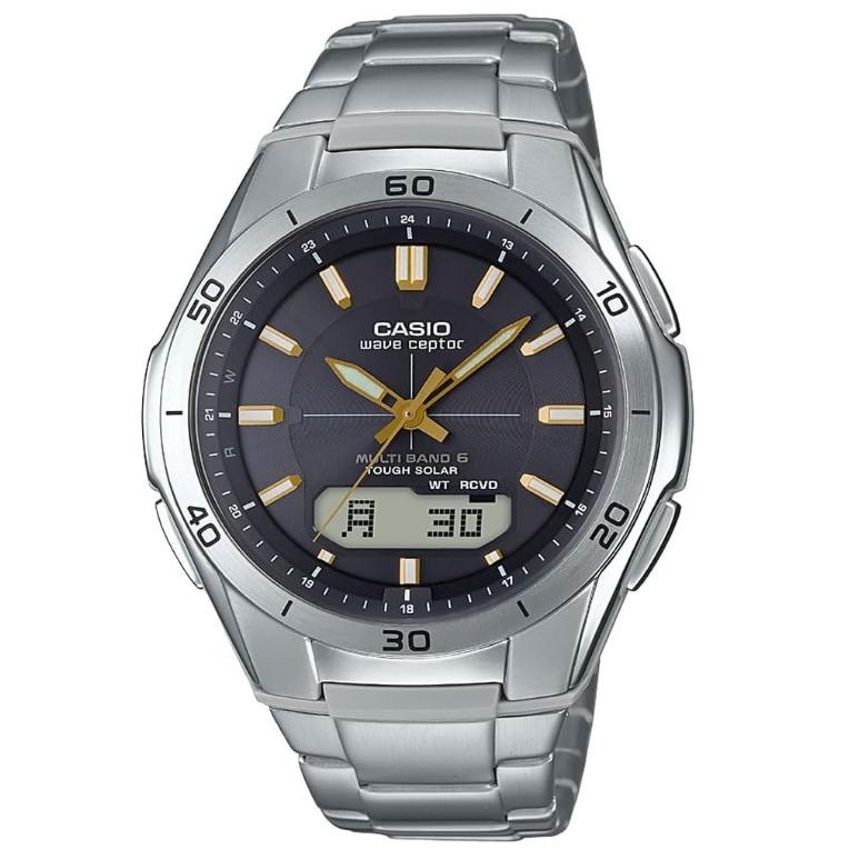 CASIO Wave Ceptor WVA-M640D-1A3JF JDM Tough Solar Multiband 6 Radio Analog-Digital Men's Watch 10 ATM Water Resistant Stainless Steel