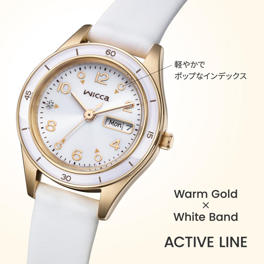 CITIZEN wicca ACTIVE LINE KH3-720-10 White Band Solar Day-Date JDM Women's Watch