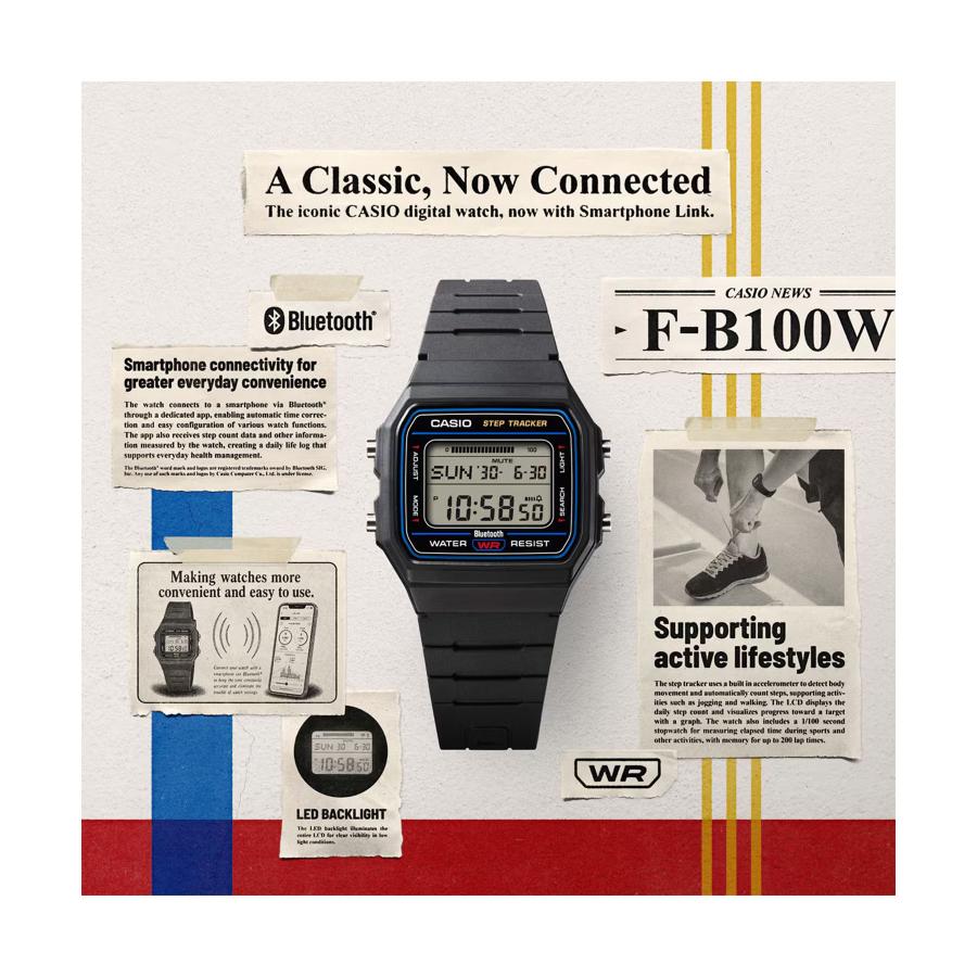 CASIO COLLECTION F-B100W-1AJF JDM Bluetooth Step Tracker Black Digital Men's Watch