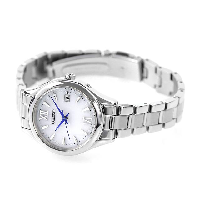 Seiko Selection S Series SWFH129 Women's Solar Radio-Controlled Watch, 3-Hand, Round, White Dial, Metal Band