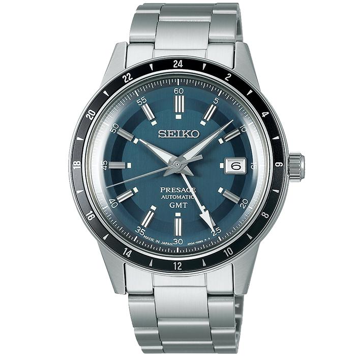 Seiko Presage Style 60's GMT SARY229 Men's Mechanical Automatic Watch in Old Blue
