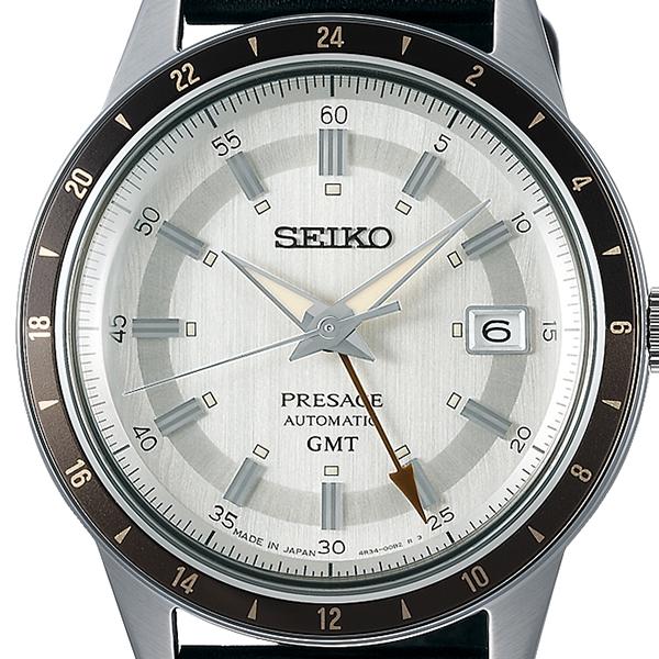 Seiko Presage Style 60's GMT SARY231 Men's Mechanical Automatic Watch with Leather Strap, Sand Gray