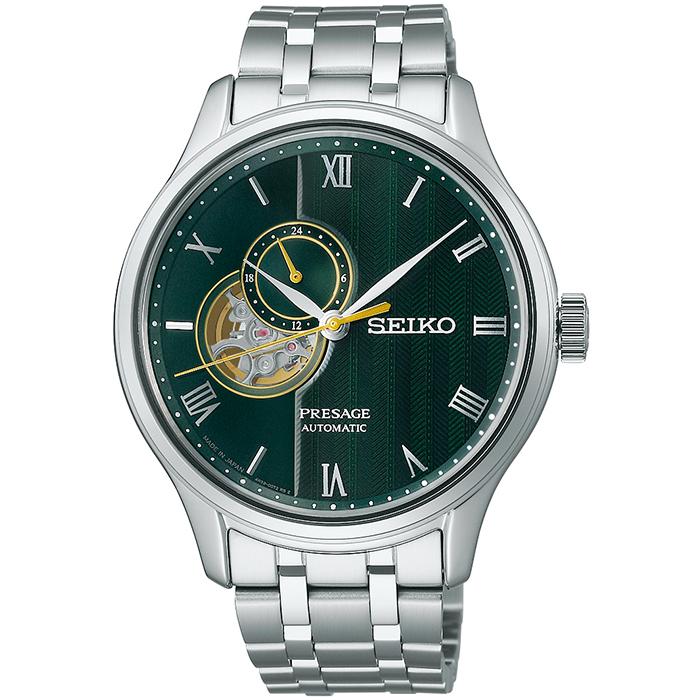 Seiko Presage Japanese Garden Sand Motif Men's Watch SARY237 Mechanical Automatic Open Heart Green
