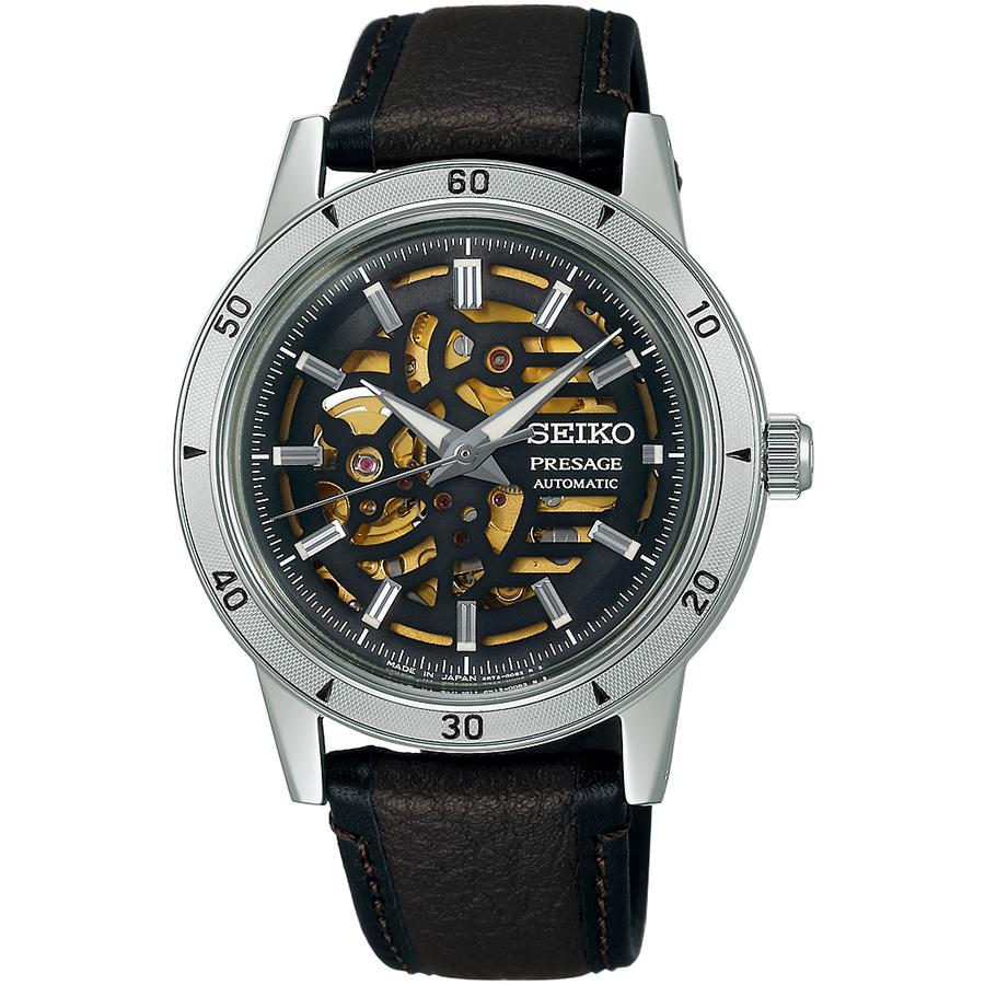 Seiko Presage Style 60's Skeleton Dial SARY257 Men's Mechanical Automatic Watch with Buffalo Leather Strap
