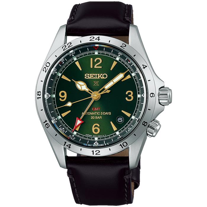 Seiko Prospex Alpinist Mechanical GMT SBEJ005 Men's Watch with Leather Strap, Exclusive Model