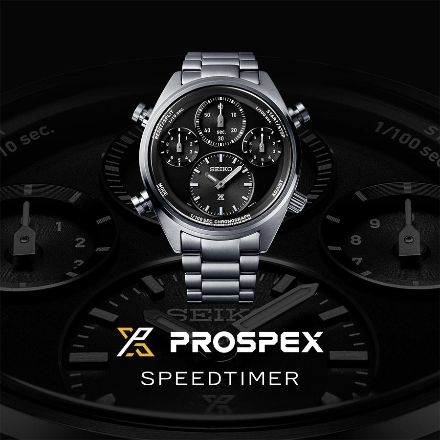 SEIKO PROSPEX SPEEDTIMER SBER003 JDM 1/100 Sec Solar Chronograph Black