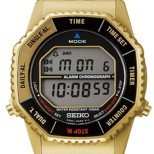 Seiko Selection Space Brothers Collaboration Limited Edition Model SBJG024 Men's Quartz Battery-Powered Digital Watch in Gold, Released November 14th