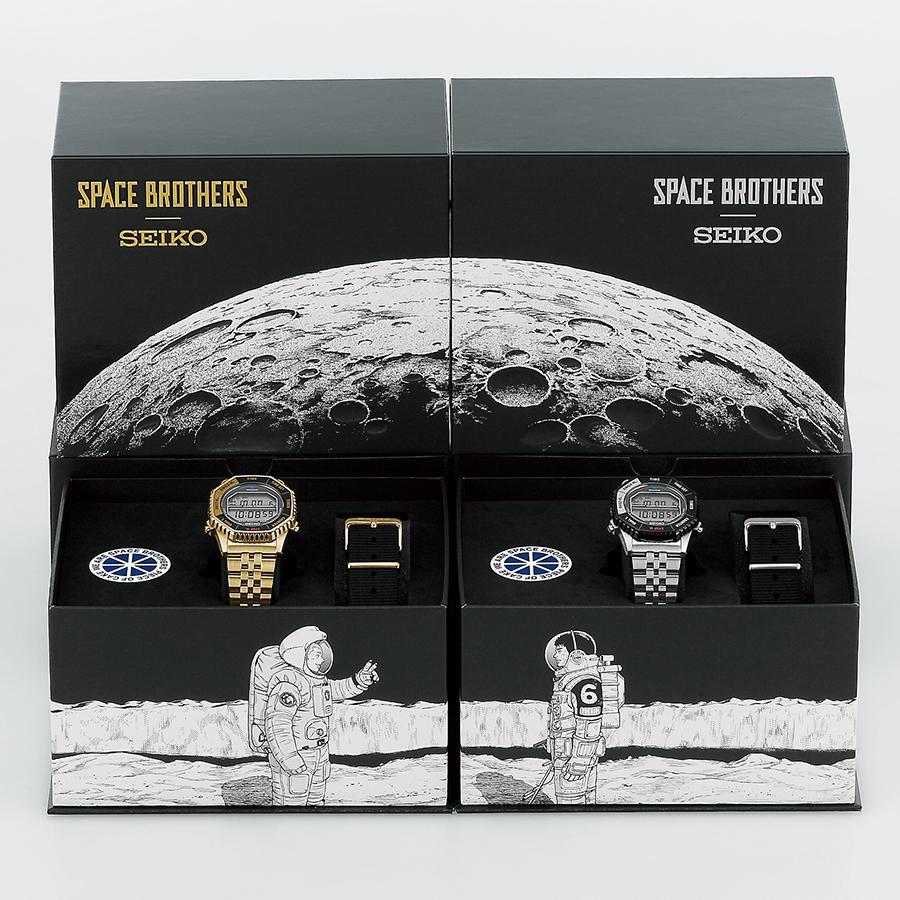 Seiko Selection Space Brothers Collaboration Limited Edition Model SBJG023 Men's Quartz Battery-Powered Digital Watch in Gold, Released November 14th
