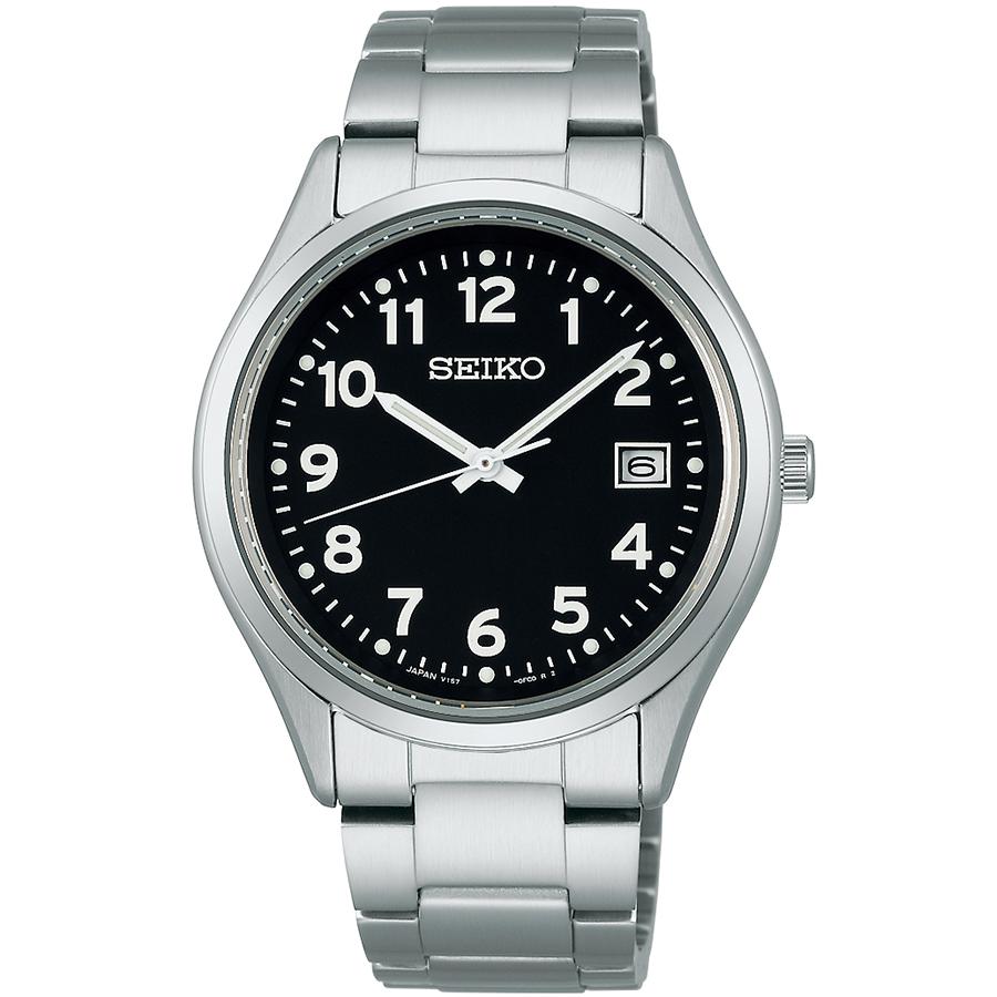 Seiko Selection S Series SBPX155 Men's Solar Watch, 3-Hand Arabic Numerals, Black Dial