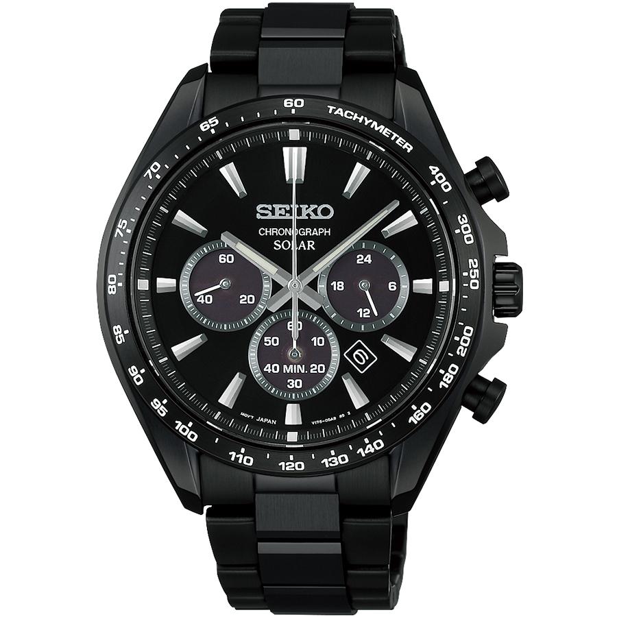 SEIKO Selection S Series SBPY187 Black Solar Chronograph JDM Men's Watch