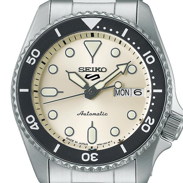 Seiko 5 Sports SKX Sports Style Mid-Size Model SBSA227 Men's Mechanical Automatic Watch with Off-White Dial
