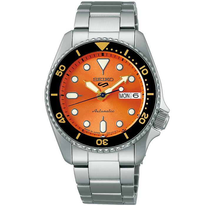 Seiko 5 Sports SKX Sports Style Mid-Size Model SBSA231 Men's Mechanical Automatic Watch with Orange Dial