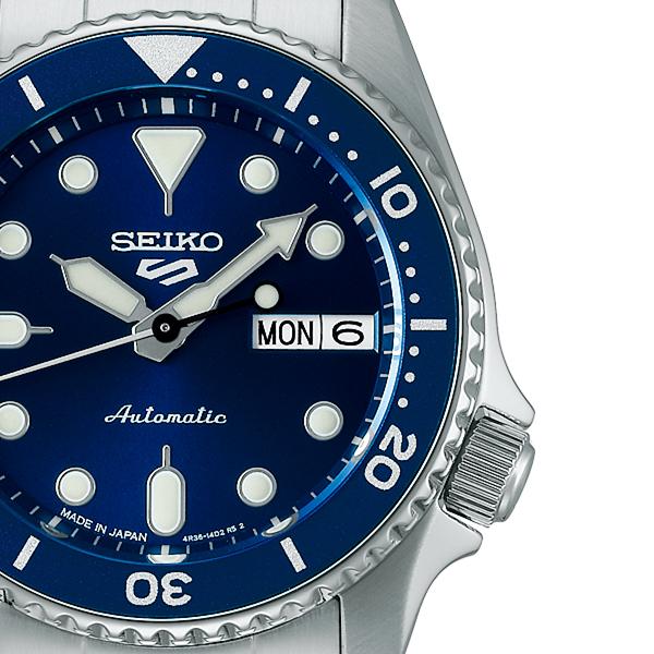 Seiko 5 Sports SKX Sports Style Mid-Size Model SBSA299 Men's Automatic Watch with Navy Dial and Day Date