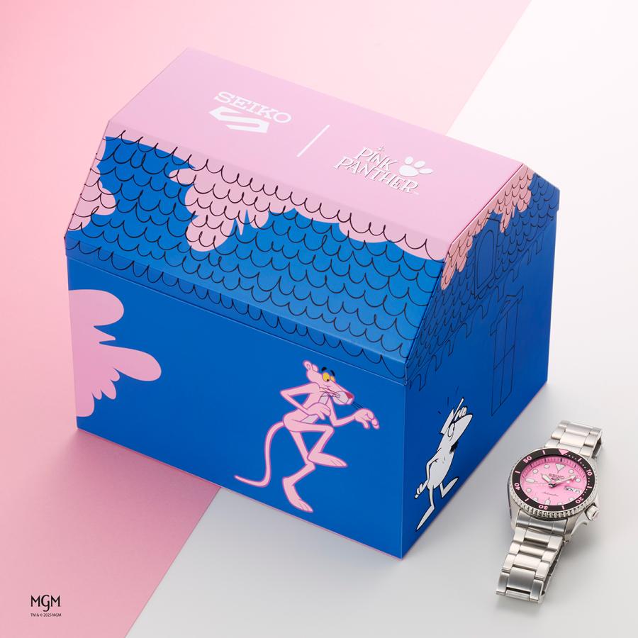 Seiko 5 Sports SKX Pink Panther Collaboration Limited Edition Model SBSA321 Men's Automatic Watch with Day Date