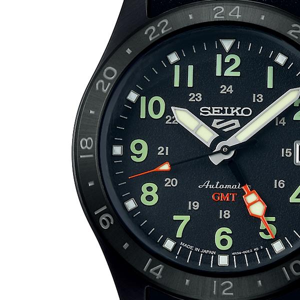 Seiko 5 Sports Field GMT Street Style Men's Watch (SBSC013), Mechanical Automatic with Black Leather Strap
