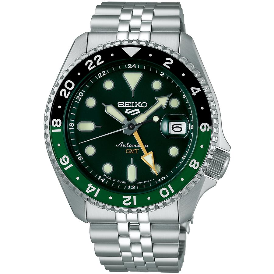 Seiko 5 Sports SKX Sports Style GMT Model SBSC019 Men's Automatic Watch with Green Dial