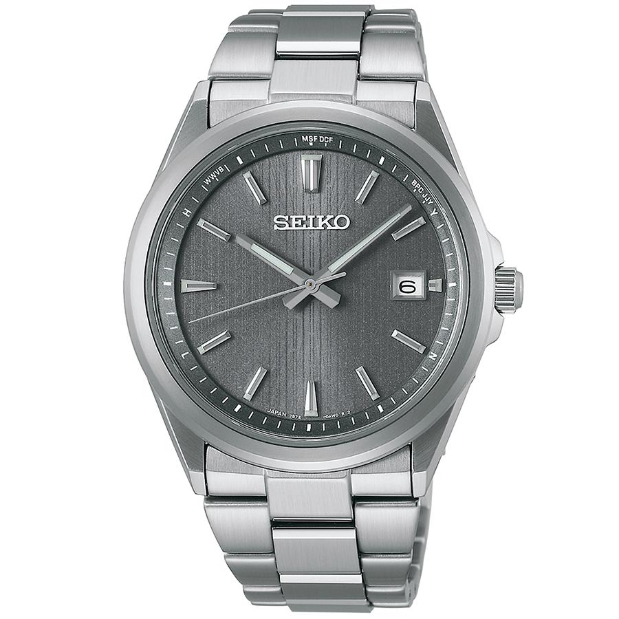 Seiko Selection S Series Premium SBTM347 Men's Solar Radio-Controlled Watch, 3-Hand Stainless Steel, Gray