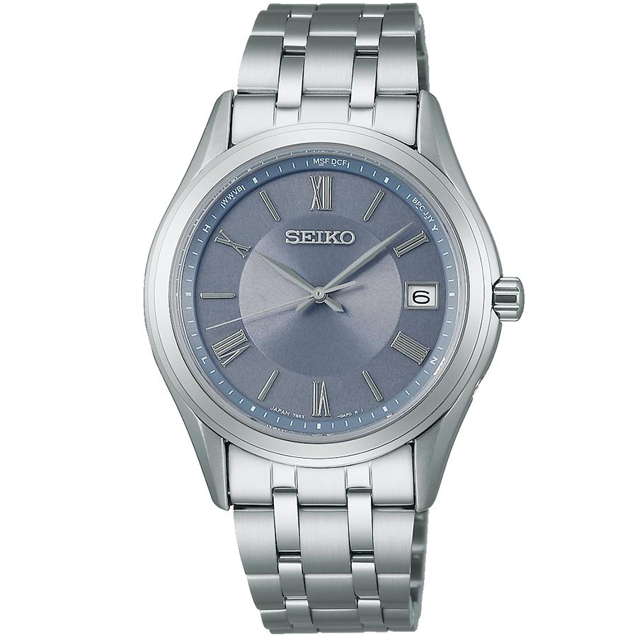 Seiko Selection S Series Pair Model SBTM359 Men's Solar Radio-Controlled Watch, 3-Hand Stainless Steel with Blue-Gray Dial