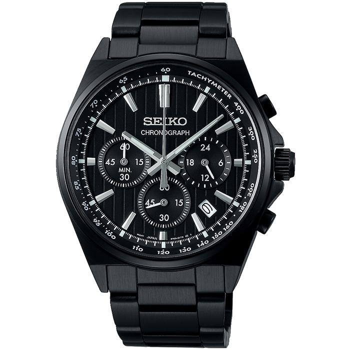 Seiko Selection S Series 8T Chrono SBTR037 Men's Quartz Chronograph Watch, Battery-Powered, Black