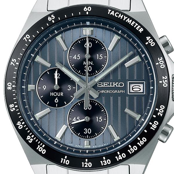 Seiko Selection S Series 8T Chrono SBTR041 Men's Battery-Powered Quartz Chronograph Watch, Vertical, Blue-Gray