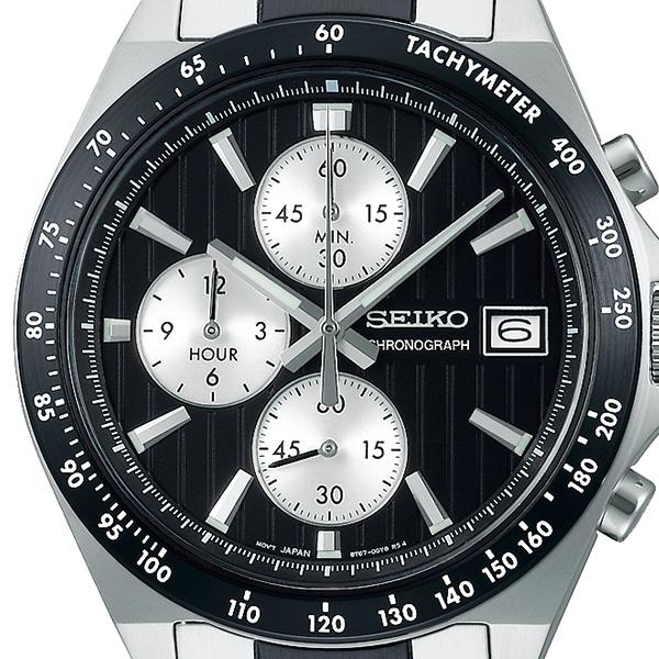 Seiko Selection S Series 8T Chrono SBTR043 Men's Battery-Powered Quartz Chronograph Watch, Vertical, Black