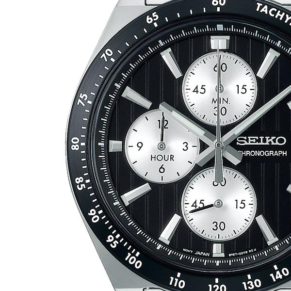 Seiko Selection S Series 8T Chrono SBTR043 Men's Battery-Powered Quartz Chronograph Watch, Vertical, Black