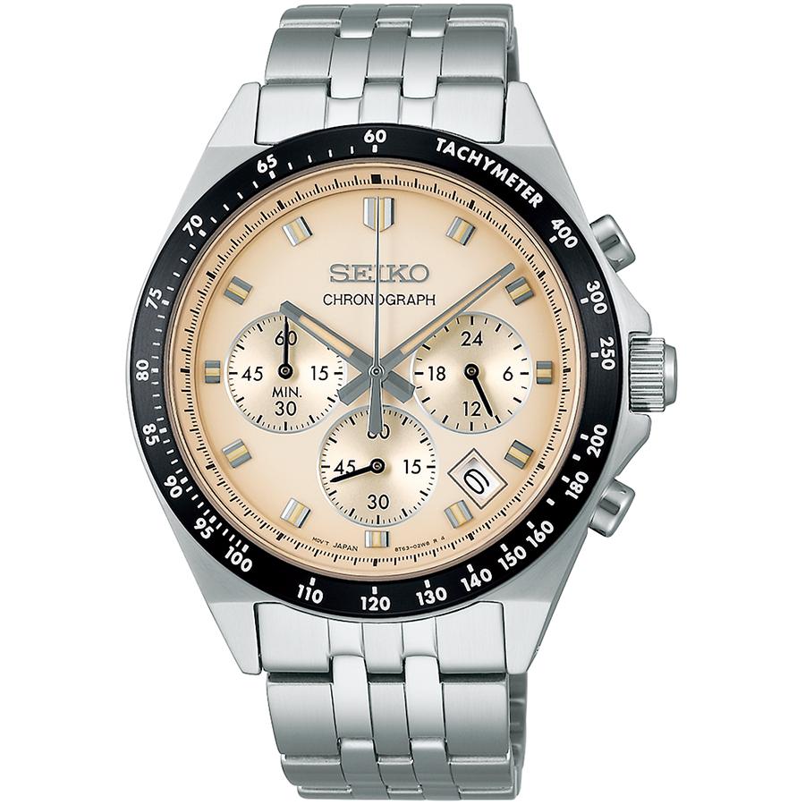 Seiko Selection S Series 8T Chrono SBTR045 Men's Battery-Powered Quartz Chronograph Watch, Ivory