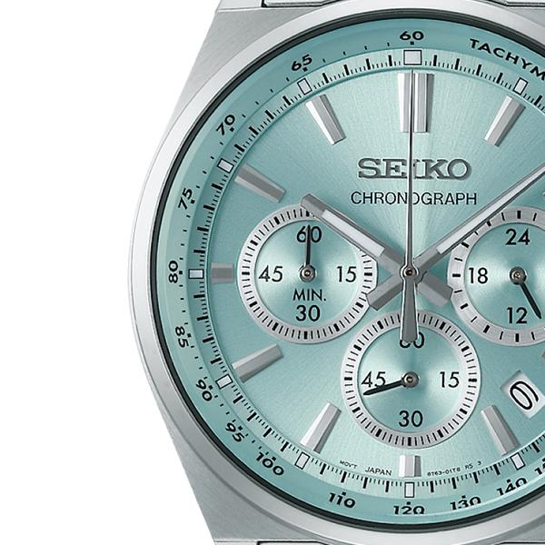 Seiko Selection S Series 8T Chrono Shop Exclusive Model SBTR049 Men's Quartz Chronograph Watch with Battery-Powered Ice Blue Dial