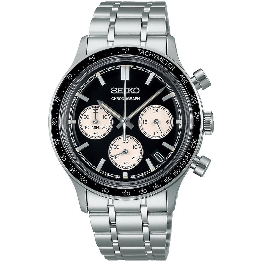 Seiko Selection S Series International Line 8T Chrono SBTR055 Men's Battery-Powered Quartz Chronograph Watch with Black Dial