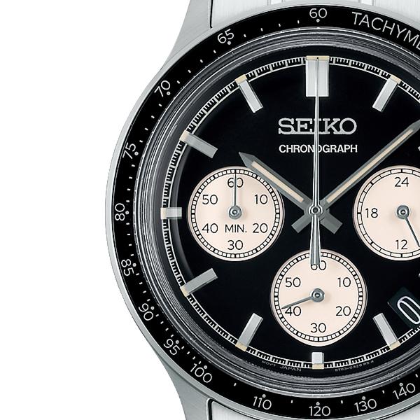 Seiko Selection S Series International Line 8T Chrono SBTR055 Men's Battery-Powered Quartz Chronograph Watch with Black Dial