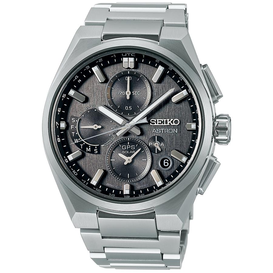 Seiko Astron Nexter Dual Time Chronograph SBXC163 Men's Solar-Powered GPS Satellite Radio Wave Watch with Gray Dial