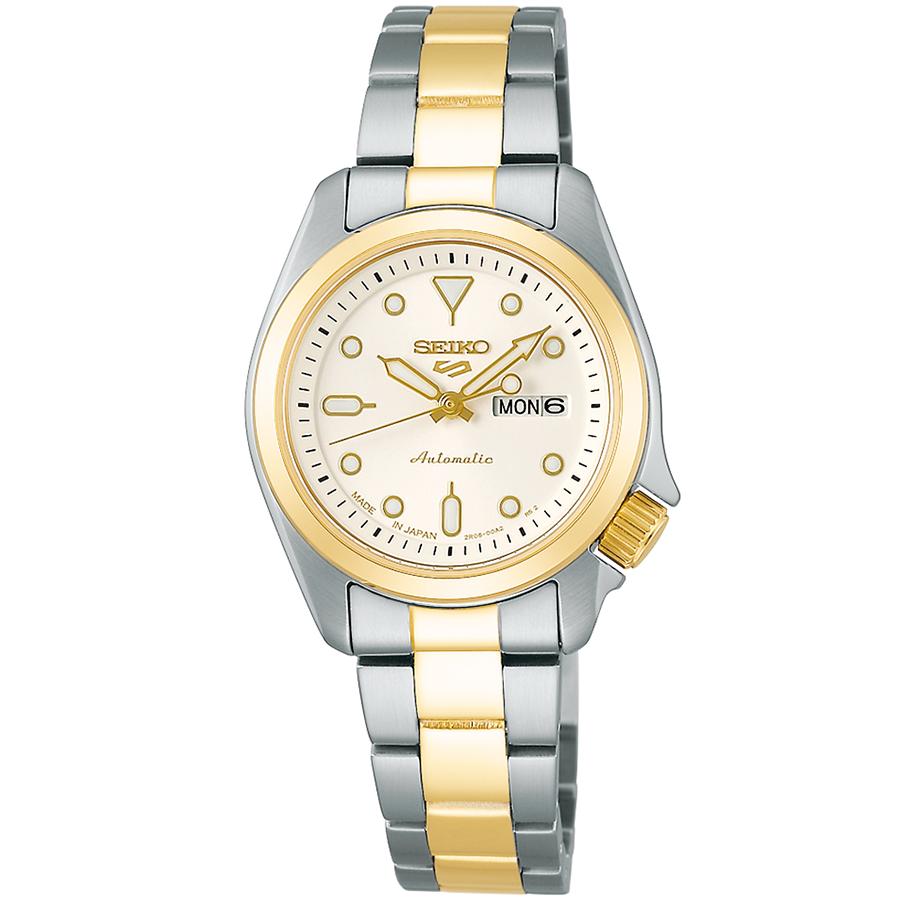 Seiko 5 Sports SKX Series Small Size SRRA002 Women's Automatic Watch with White Dial and Gold Accents