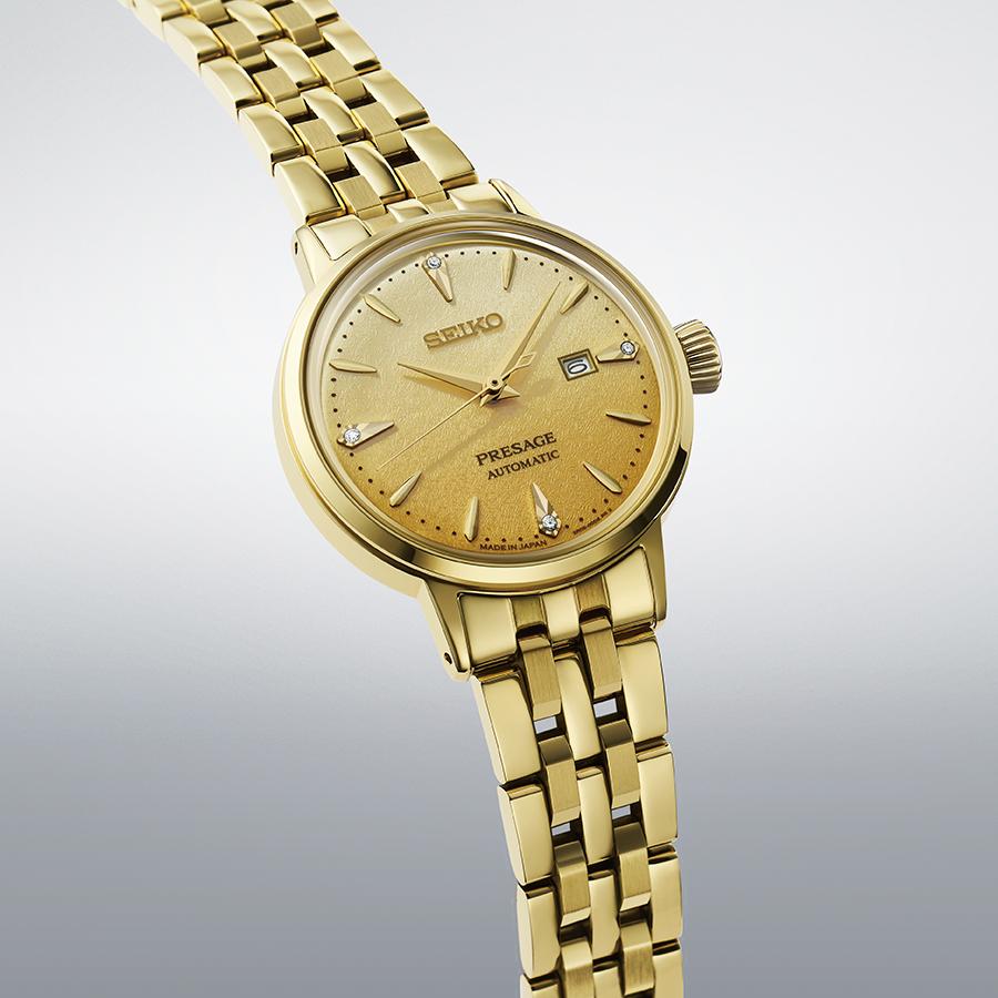 Seiko Presage Cocktail Time Eggnog SRRW006 Women's Mechanical Automatic Watch, Gold