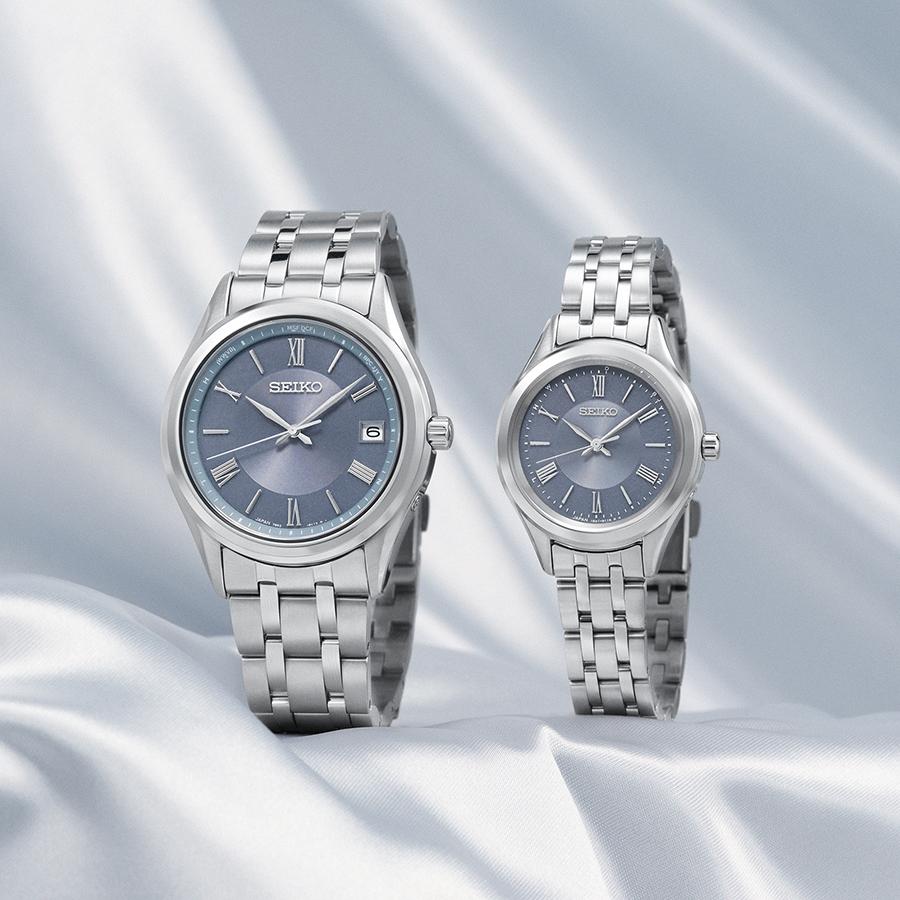 Seiko Selection S Series Pair Model SSDY049 Women's Watch, Solar Radio-Controlled, 3-Hand Stainless Steel, Blue-Gray Dial