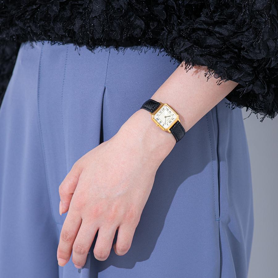 SEIKO SELECTION nano・universe Collaboration Model SSEH018 JDM Octagonal Case Gold Leather Strap Women's Quartz Watch