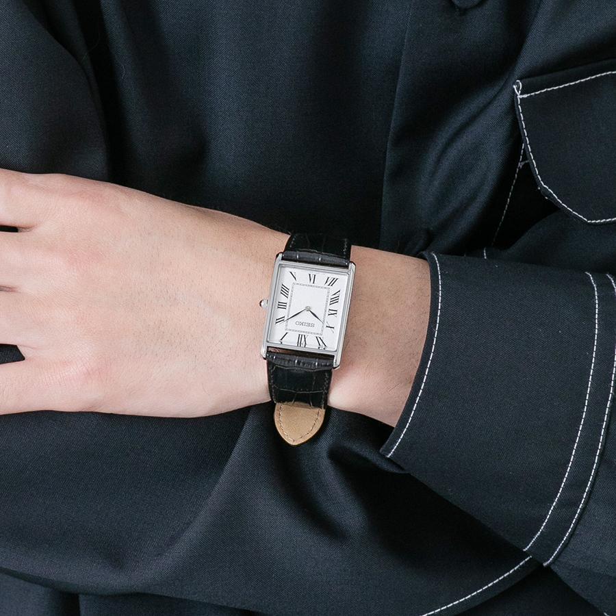 SEIKO SELECTION SSEH019 nano・universe Collaboration JDM Vintage Black Dial Leather Men's Quartz Watch