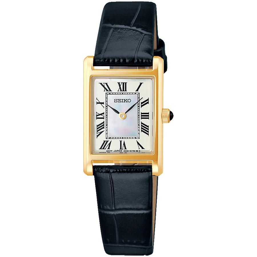 Seiko Selection Nano Universe Collaboration Model SSEH026 Women's Quartz Watch, Battery-Operated, Mother-of-Pearl Dial, Leather Strap