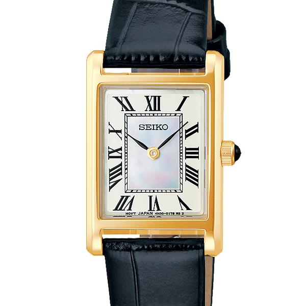 Seiko Selection Nano Universe Collaboration Model SSEH026 Women's Quartz Watch, Battery-Operated, Mother-of-Pearl Dial, Leather Strap