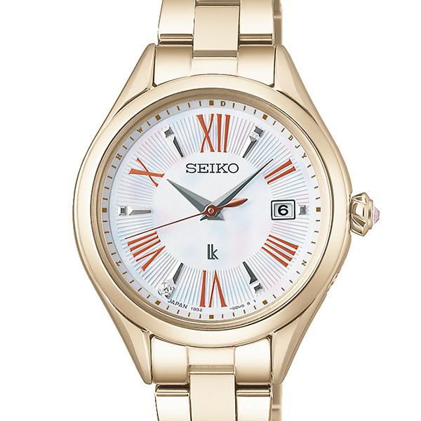 Seiko LUKIA Grow Osmanthus SSQW098 Women's Watch, Solar Radio Controlled, Titanium, Mother-of-Pearl Dial, Lady Gold