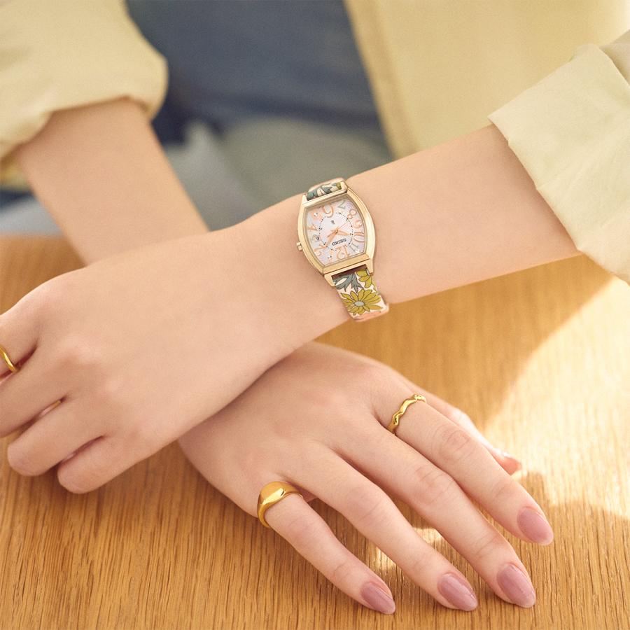 SEIKO LUKIA SSQW104 JDM Liberty Fabric Limited Edition Solar Radio Controlled White Mother of Pearl Titanium Ladies Watch Japan Made