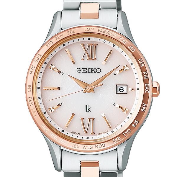 Seiko Lukia Standard Collection SSVV082 Women's Watch, Solar Radio-Controlled, World Time, Pink Gold Two-Tone