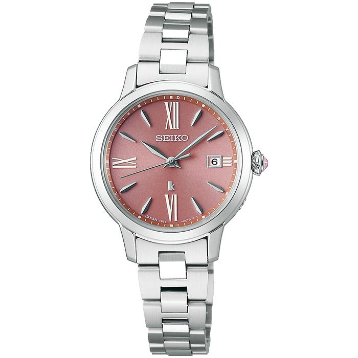 Seiko Lukia Glow Garnet Glow SSVW219 Women's Solar Radio-Controlled Watch, Mauve Pink