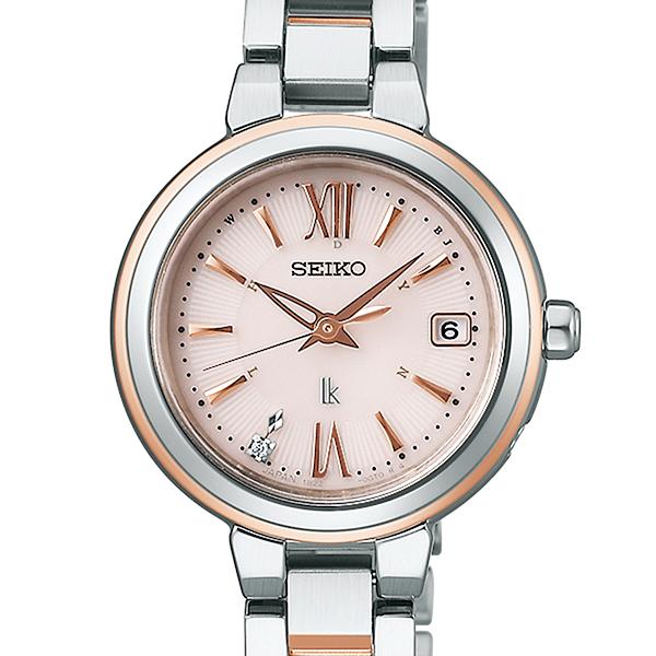 Seiko Lukia Essential Collection Compact Model SSVW234 Women's Solar Radio-Controlled Watch with Diamond-Set Dial, Pink