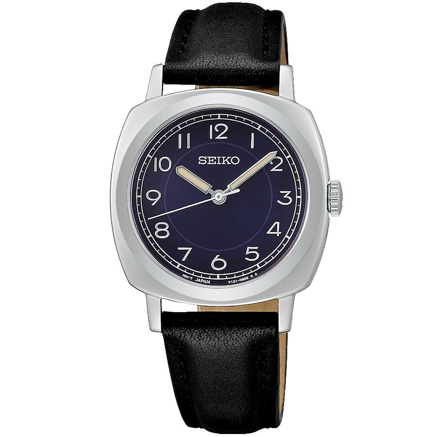 Seiko Selection The Steady Shop Exclusive Model STPX103 Women's Solar Watch with Cushion Navy Dial and Leather Strap, Released November 21st